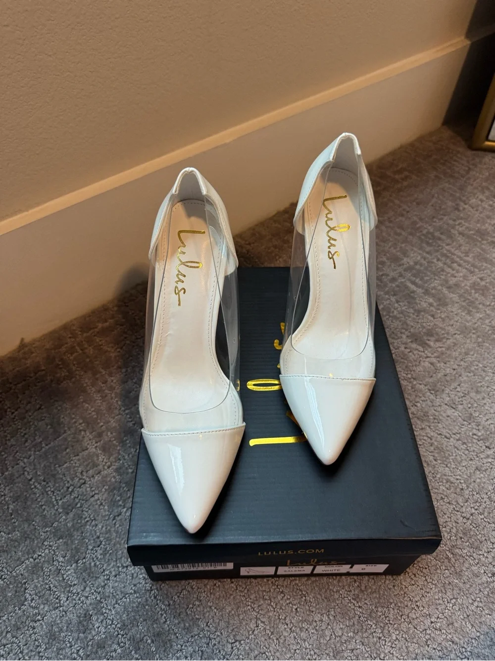 Lulu's Salema White Patent Pointed-Toe Pumps